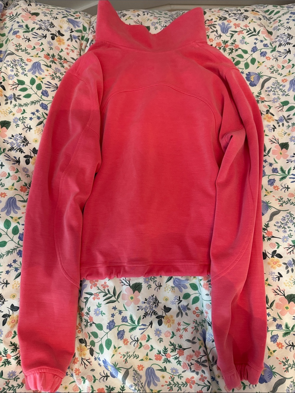 lululemon athletica Cropped Half-Zip Hoodie in Coral Pink - Picture 2 of 2